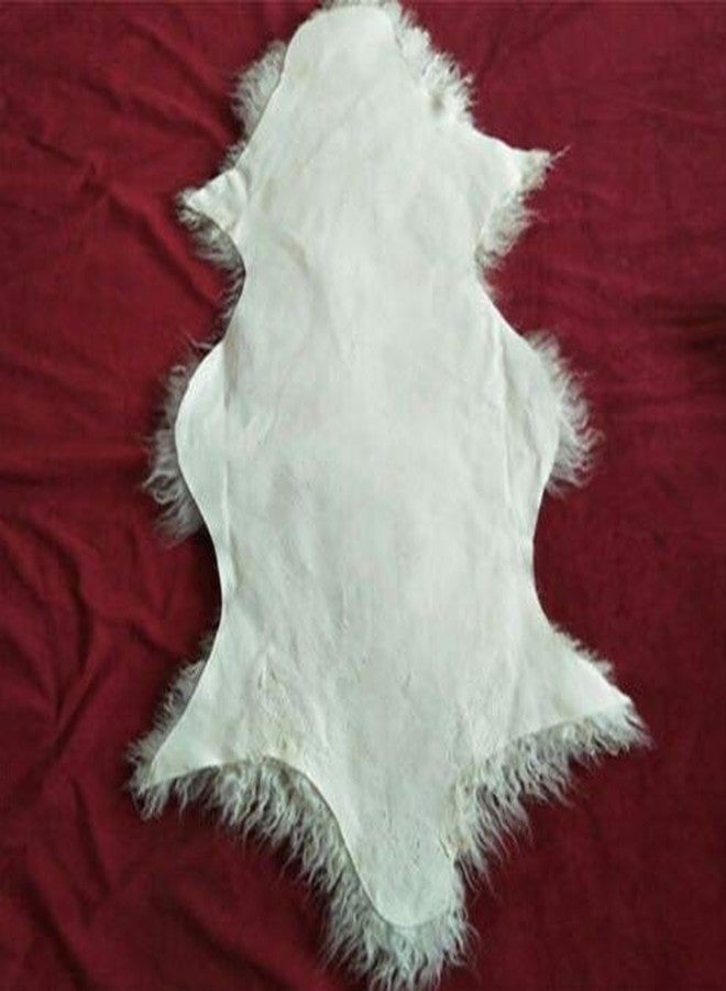 yingda1992 Genuine Mongolian Tibetan Lamb Fur Wool Throw Area Rug Real Fluffy Shaggy Sheepskin Curled Fur Rug Carpet Sofa Mat Chair Cover for Living Room Kids Bedroom Luxury Home Decor 2ft x 3.4Ft White/Ivory - Image 2